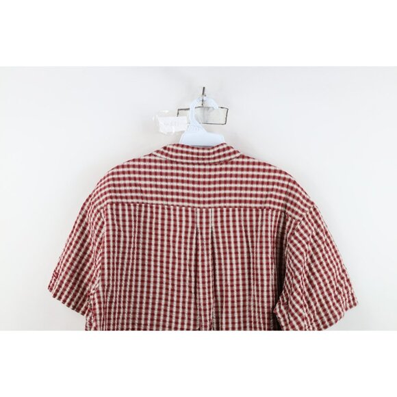 Vintage 90s Disney Mens M Mickey Mouse Seersucker Short Sleeve Button Down Shirt - Picture 11 of 12